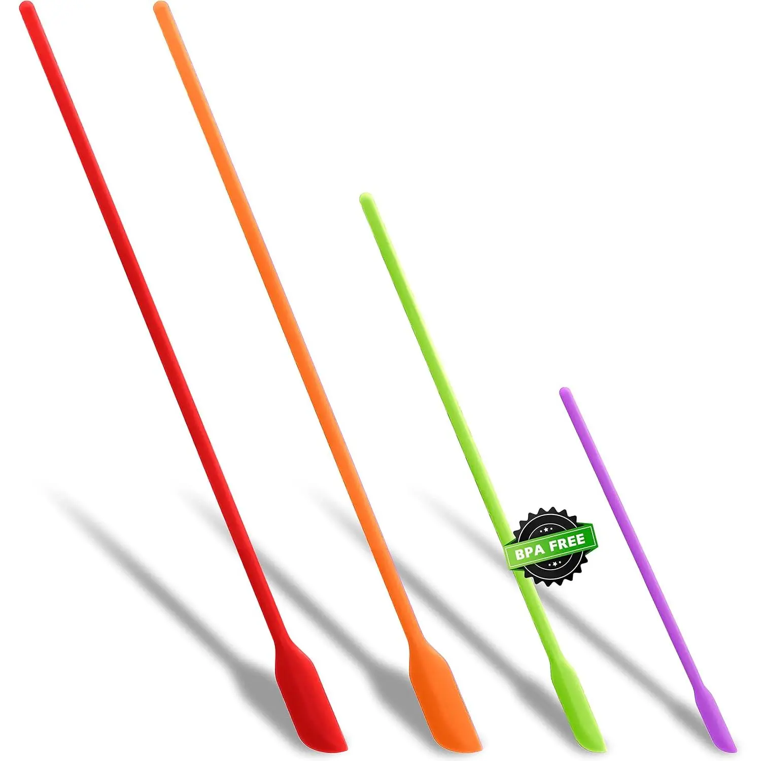 Mini  Spatulas - Set of 4 Multifunctional Small Kitchen Scraper Lotion Stirrer  Makeup Beauty Spatula  for Jam Jar,  Bottles, Narrow Can and Thin Bottles (Colorful)