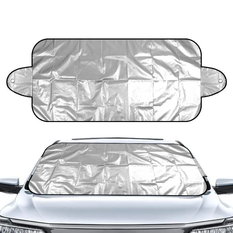 2-in-1 Car Windshield Snow Ice Cover & Sun Shade, Foldable Waterproof Windshield Frost Guard, UV Heat Block Sun Visor Protector, All Weather Windshield Cover Fit for Cars SUVs Trucks Vans