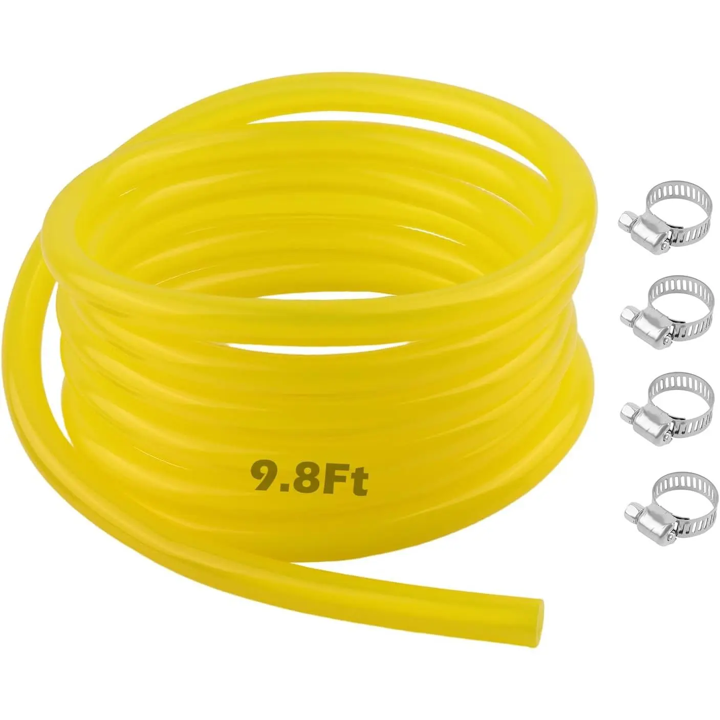 9.8Ft OD 12mm x ID 8mm Small Engine  Line Hose,Durable  Gas Line Hose with Anti-Kink Flexible Design,  Lines Kit with 4 Clamps for Lawn Mower Generator