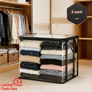 Black PVC Stuffed Animal & Doll Storage Boxwith Handle - Dustproof, Durabl，orage Box with Handle,2Count/4 Counts Large Capacity Plastic  Household Portable Sundries OrganizingStorage Box, Home Organizer, Durable PlasticOrganizers, Plastic Storage Boxes