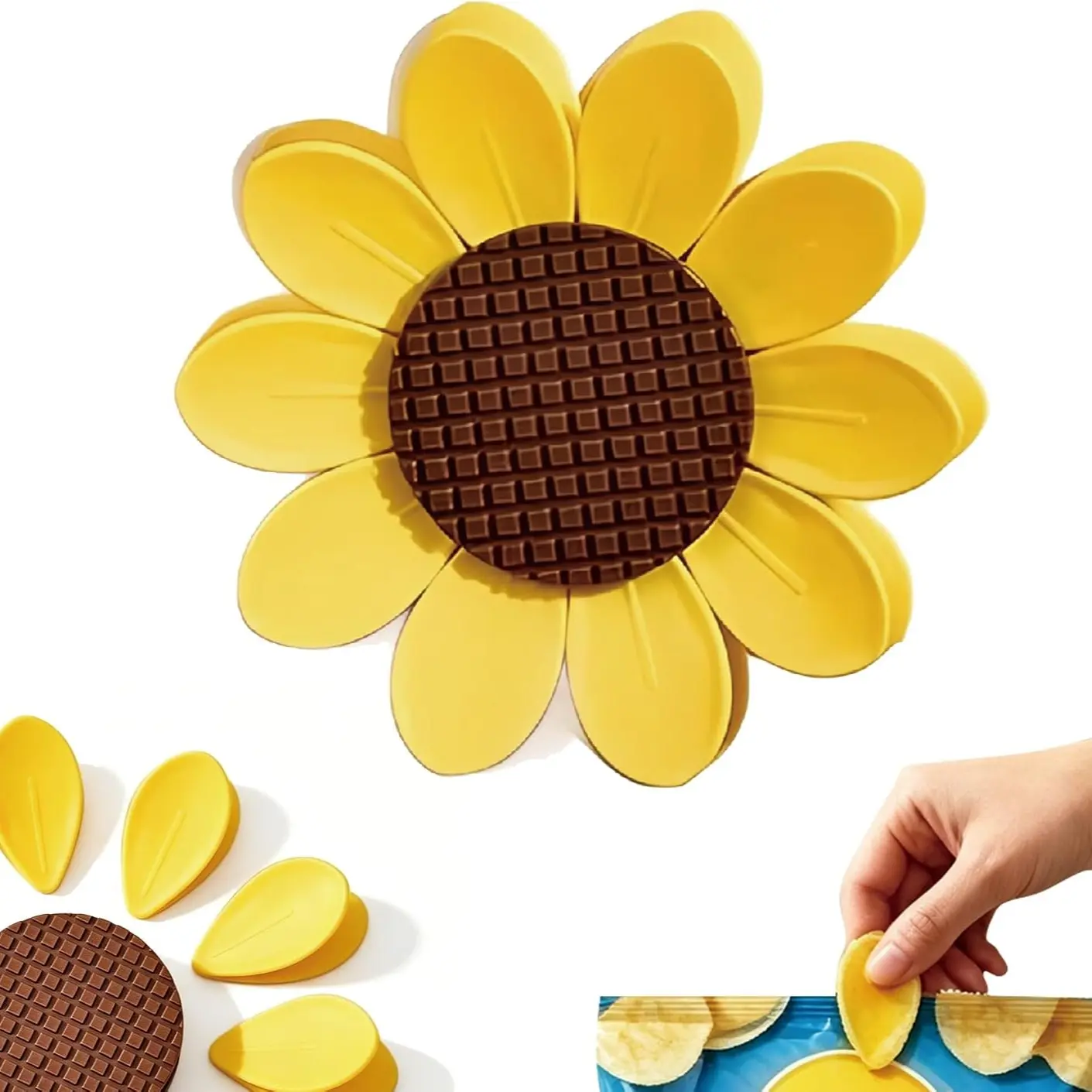 Sunflower Magnetic Chip Clip, 10-In-1 Detachable Food Bag Seal Clip, Cute Snack Bag Clip, Reusable Kitchen Bag Clip for Storage and Decoration
