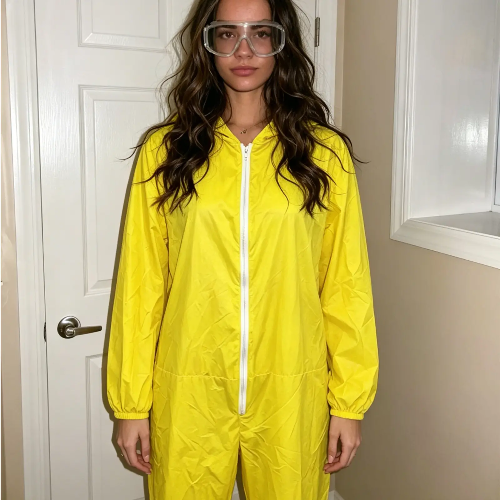 Breaking Bad Inspired Hazmat Suit Costume Full Zip Hooded Long Sleeve Jumpsuit Halloween Cosplay Meth Lab Worker Party Outfit