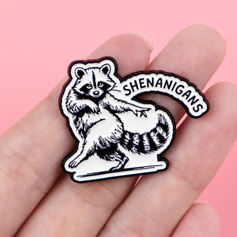 Mischievous Raccoon Pins, Zinc Alloy Cartoon Quote Badge, Alloy Brooch Pin Clip, Elegant Backpack Fashion Accessory, Perfect Gift for Friends, All Seasons