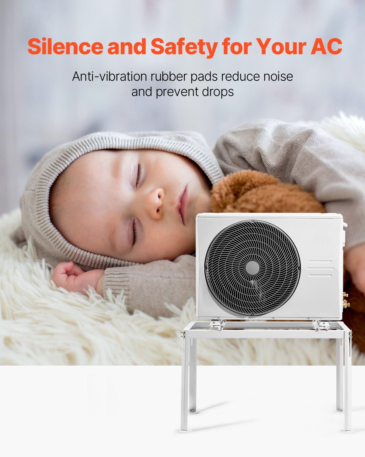 VEVOR Mini Split Ground Stand, Adjustable Anti-Vibration Mini Split Stand for 9000-36000 BTU Ductless Air Conditioner Heat Pump, Heavy Duty AC Base Bracket Floor Mount w/ 661LBS Max.Load CapacitySummervibes