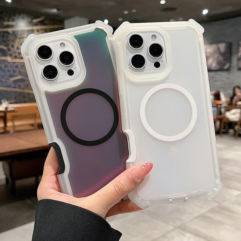 Magnetic Ice Mist Matte Color Gradient Dragon Phone Case Suitable for Apple/iPhone 17 16 15 14Plus 13Pro 12pro 11Pro Max Supports Wireless Charging Colorful Laser Four Corner Shockproof Male and Female Protective Cases Holiday Gifts