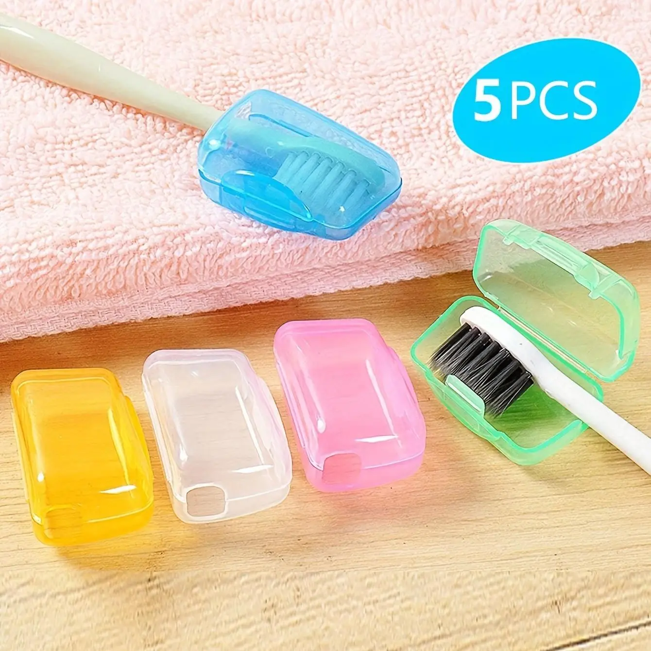 5-Piece lightweight portable toothbrush case, practical travel toothbrush storage case and organizer, stylish and simple toothbrush holder with cover and travel accessories for women