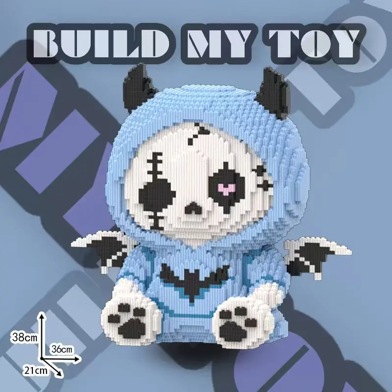 3500+PCS Large Cute Skull Panda Micro Particle Building Blocks Model, DIY Assembly Handicraft, Creative Home Decor Ornament, Exquisite Building Block Toy Set, Ages 12+, Ideal Gift for Birthday, Halloween, Christmas & Thanksgiving.