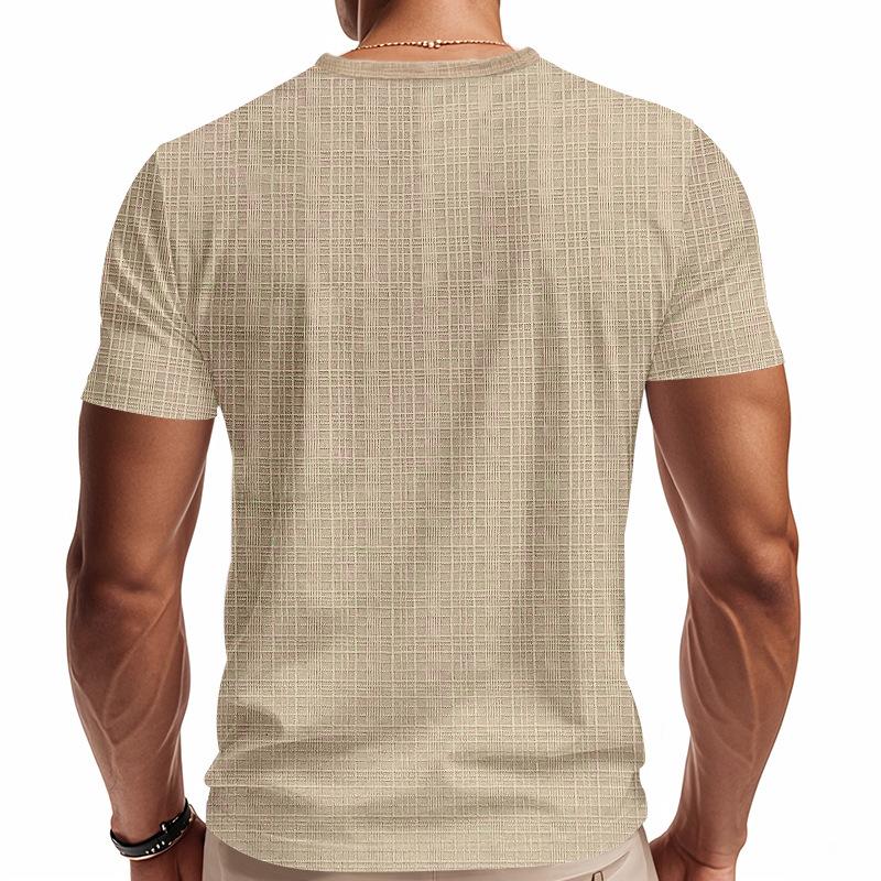 Summer Men's Imitation Hemp Bamboo Joint Loose Breathable Casual V-neck Quick-drying Short-sleeved T-shirt