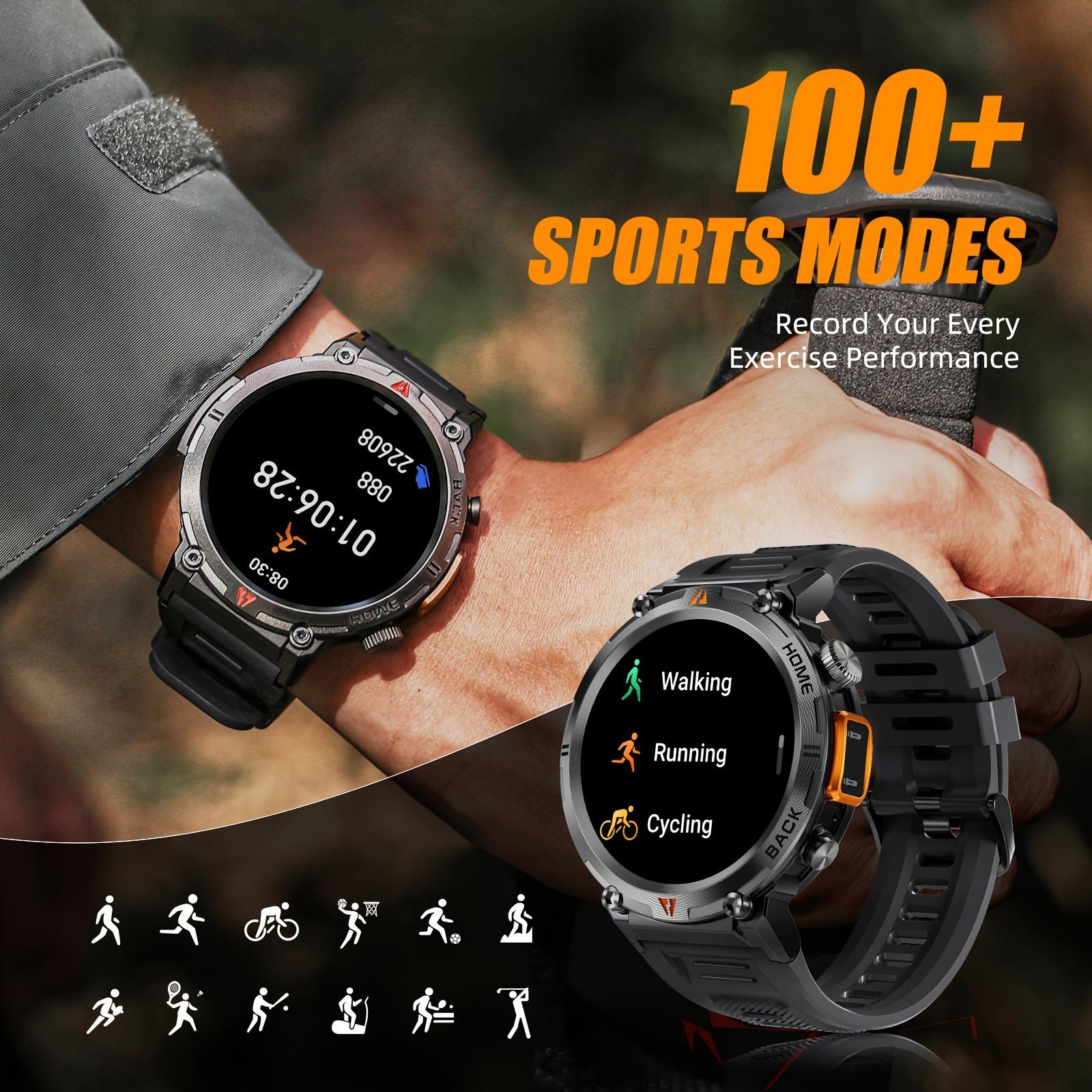 1.45 Inch Touchscreen Smart Watch with Flashlight - Fitness Tracker for Men, Answer/Make Calls,, Rechargeable Battery, Zinc Alloy Body, Silicone Strap, Ideal for iPhone & Android, Fitness Tracker Watch|Minimalist Watch Design|Durable Watchband, Smart Watc