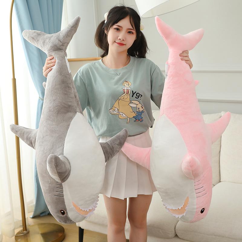 30-120CM Gaint Shark Whale Plush Pillow Gray Blue Pink Shark Stuffed Doll Warm Hug Pillow Cushion Toys Sofa Home Decoration