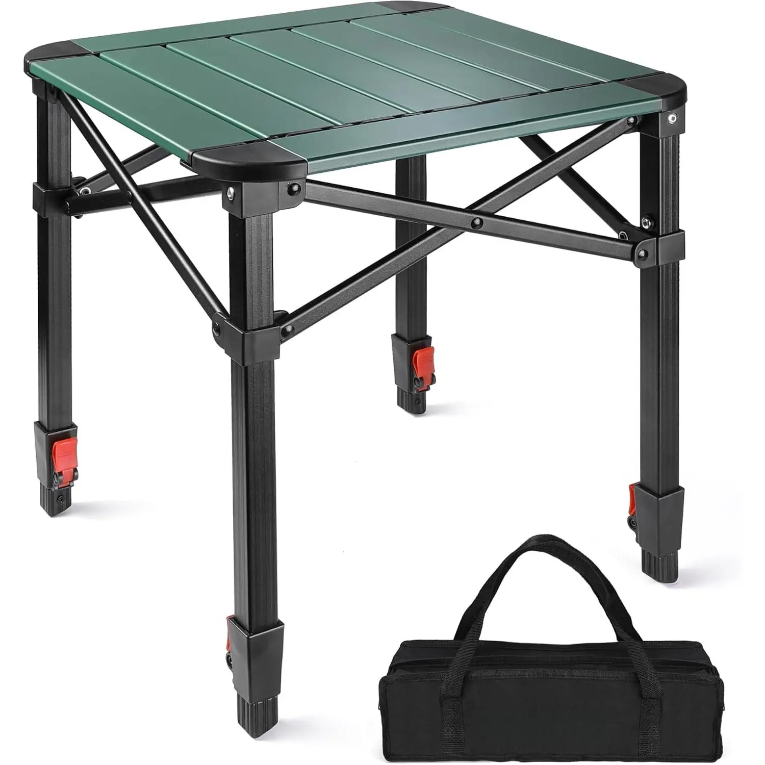 Aluminum Alloy Roll-Up Folding Table, Lightweight Portable Camping Side Table with Adjustable Height for Beach and Backyard Barbecues, Carrying Bag Included