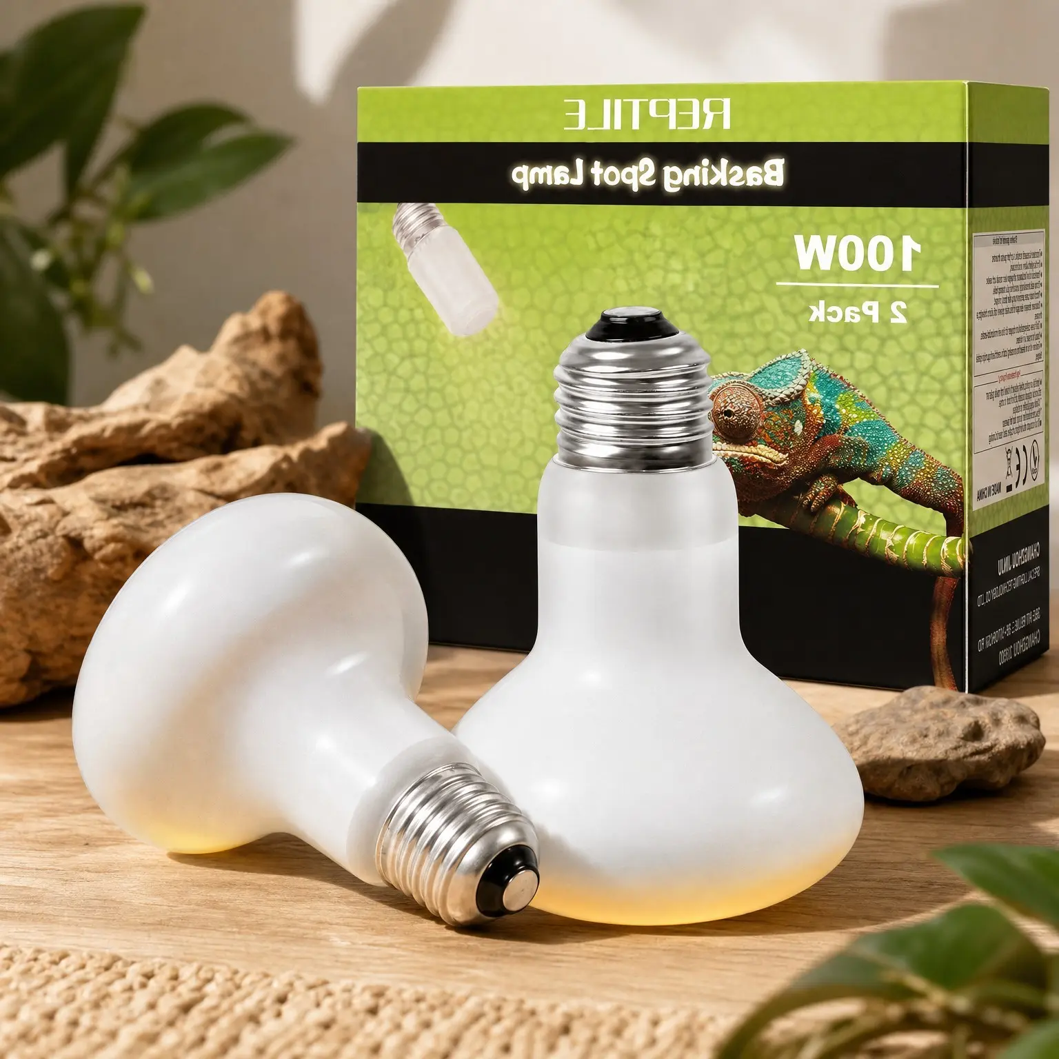 Reptile Heat Lamp Bulbs 100W, UVA Daylight Basking Bulbs 2 Pack | Fast Heating, Simulates Natural Sunlight, Ideal for Bearded Dragons Geckos Lizards Turtles Chameleons Amphibians & ChickensGift