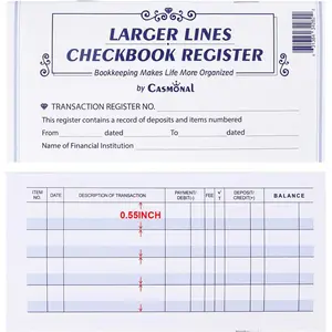 Larger Lines 20 Pack Checkbook Register, Check Registers for Personal Use, Blank Ledger Transaction Registers for Personal or Business Banking, Check Register Book Easy to Read, 24/25/26 Calendars