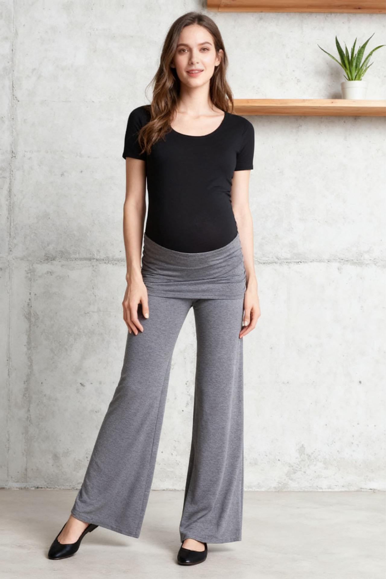 Women's Y2K Trendy Coral Pink Fold Over Wide Leg Pants, High Waist Ruched Flare Sweatpants, Loose Stretchy Streetwear Casual Daily Shopping Party Lounge Trousers 2026