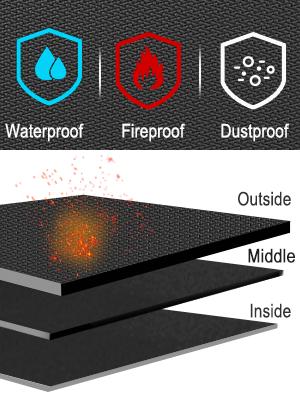 File Box Fireproof Document Box with Lock,File Storage Organizer Box with Mesh Pockets,Collapsible Portable File Box Office File Cabinet with Handle for Hanging Letter/Legal Folder,Black