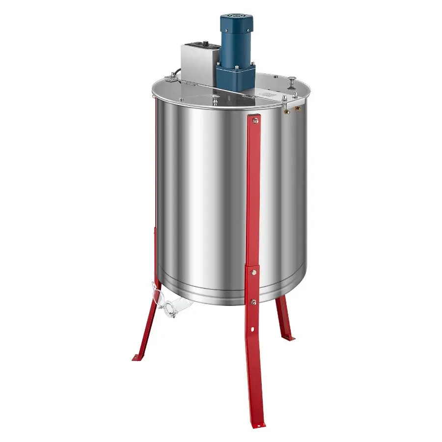 VEVOR 6-Frame Electric Honey Extractor, 140W Stainless Steel Cylindrical Drum Spinner with Transparent Lid, Height-Adjustable Beekeeping Honeycomb Extraction Tool