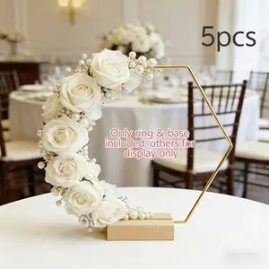 7.87"x9.06" Gold Hexagon Decor Stand, Sturdy Metal Centerpiece for Birthdays, Graduations & All Events