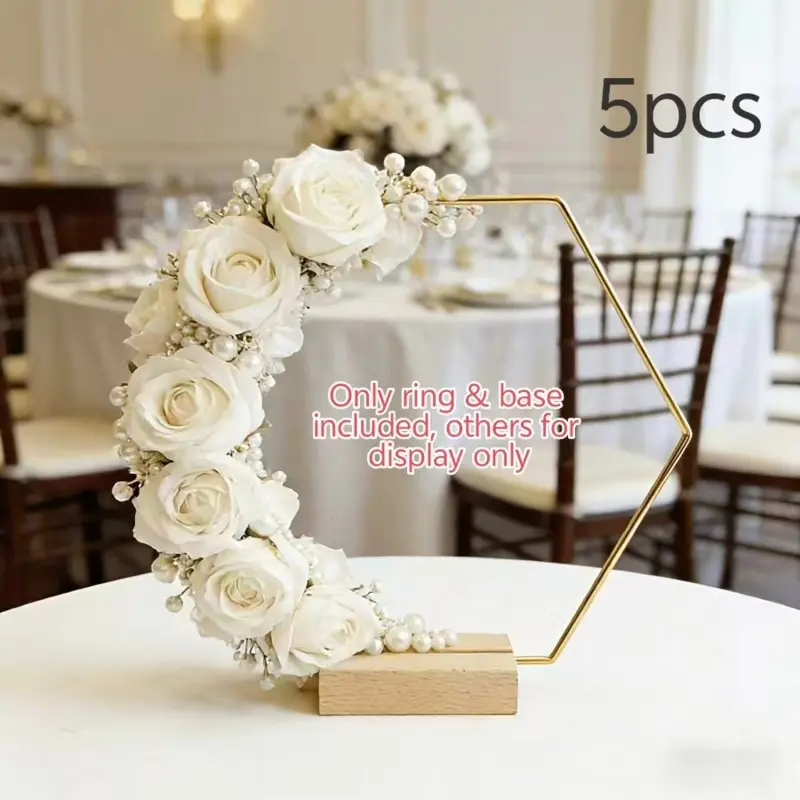 7.87"x9.06" Gold Hexagon Decor Stand, Sturdy Metal Centerpiece for Birthdays, Graduations & All Events, Party Centerpieces