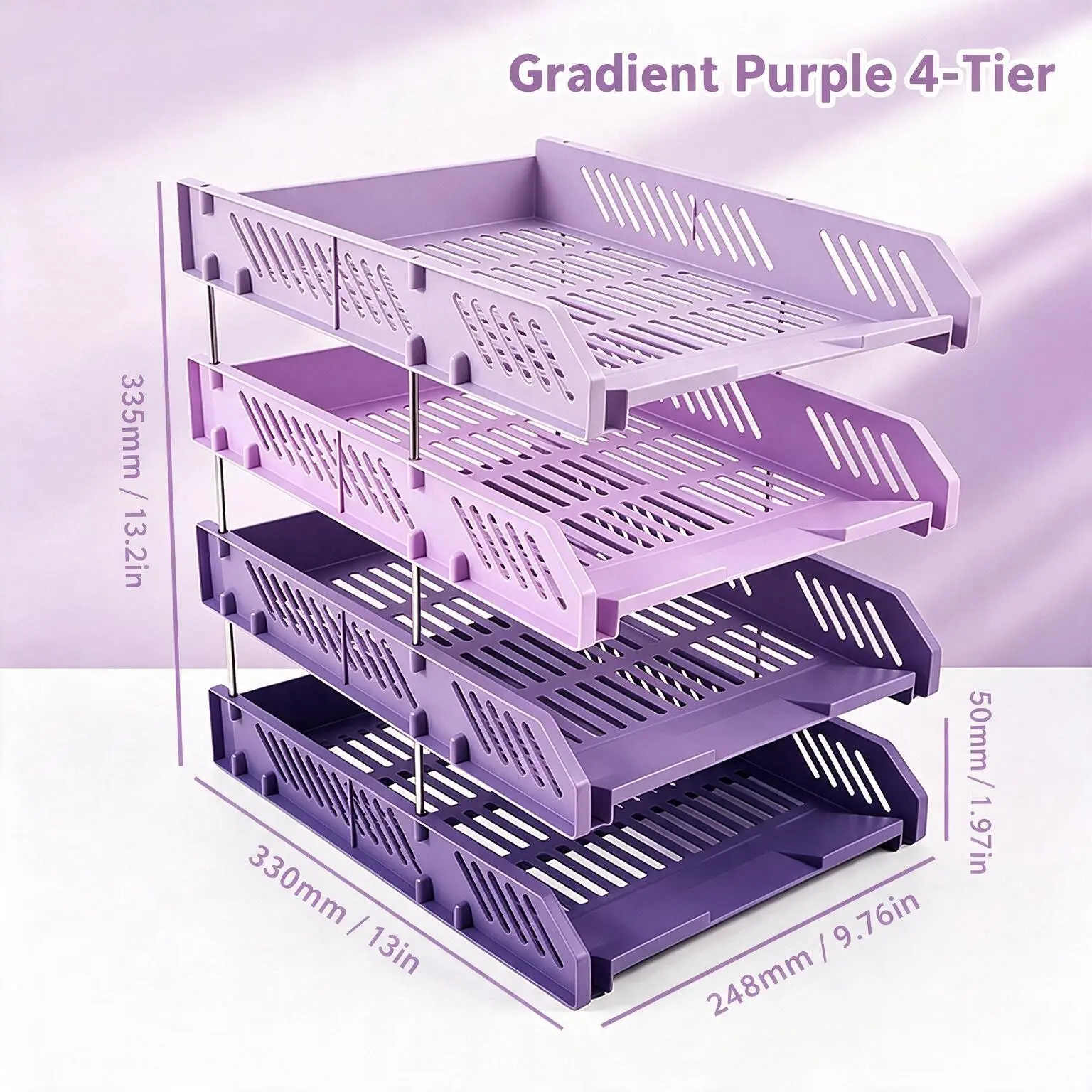 High-End Gradient 4-Tier File Organizer, Student Office A4 Paper Storage Tray, Elegant Design for Document Management
