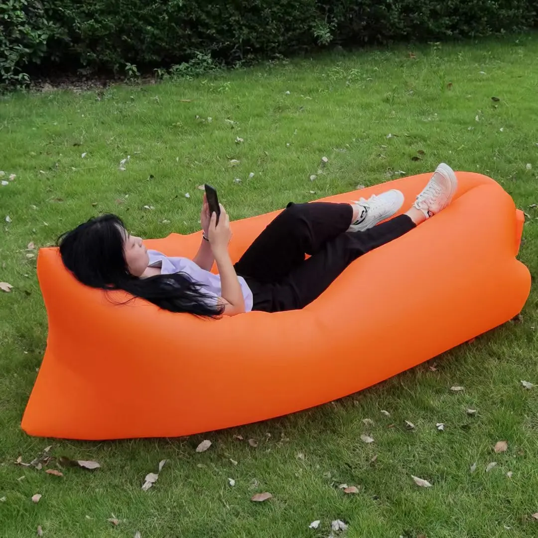 Polyester Single-Person Foldable Outdoor Inflatable Lazy Sofa Air Mattress - Ideal for Napping, Camping