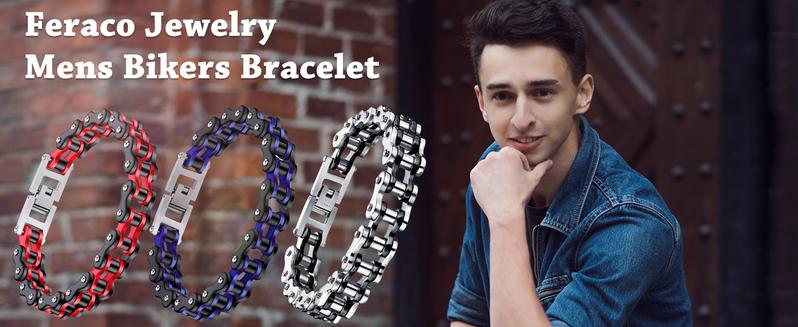 Mens Bikers Bracelet Stainless Steel Motorcycle Bike Chain Bracelets 8.4 Inch Mens Bikers Bracelet Stainless Steel Motorcycle Bike Chain Bracelets 8.4 Inch