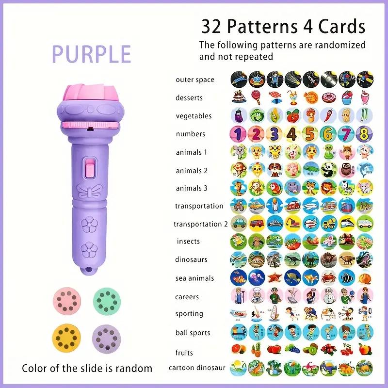 32-Pattern Projection Flashlight, Bedtime Educational Toy, Visual Learning Tools, Learning Machine, and Portable Storytelling Light, Multi-Pattern Animals Projector for Toddlers, Ideal Holiday and Back-to-School Gift