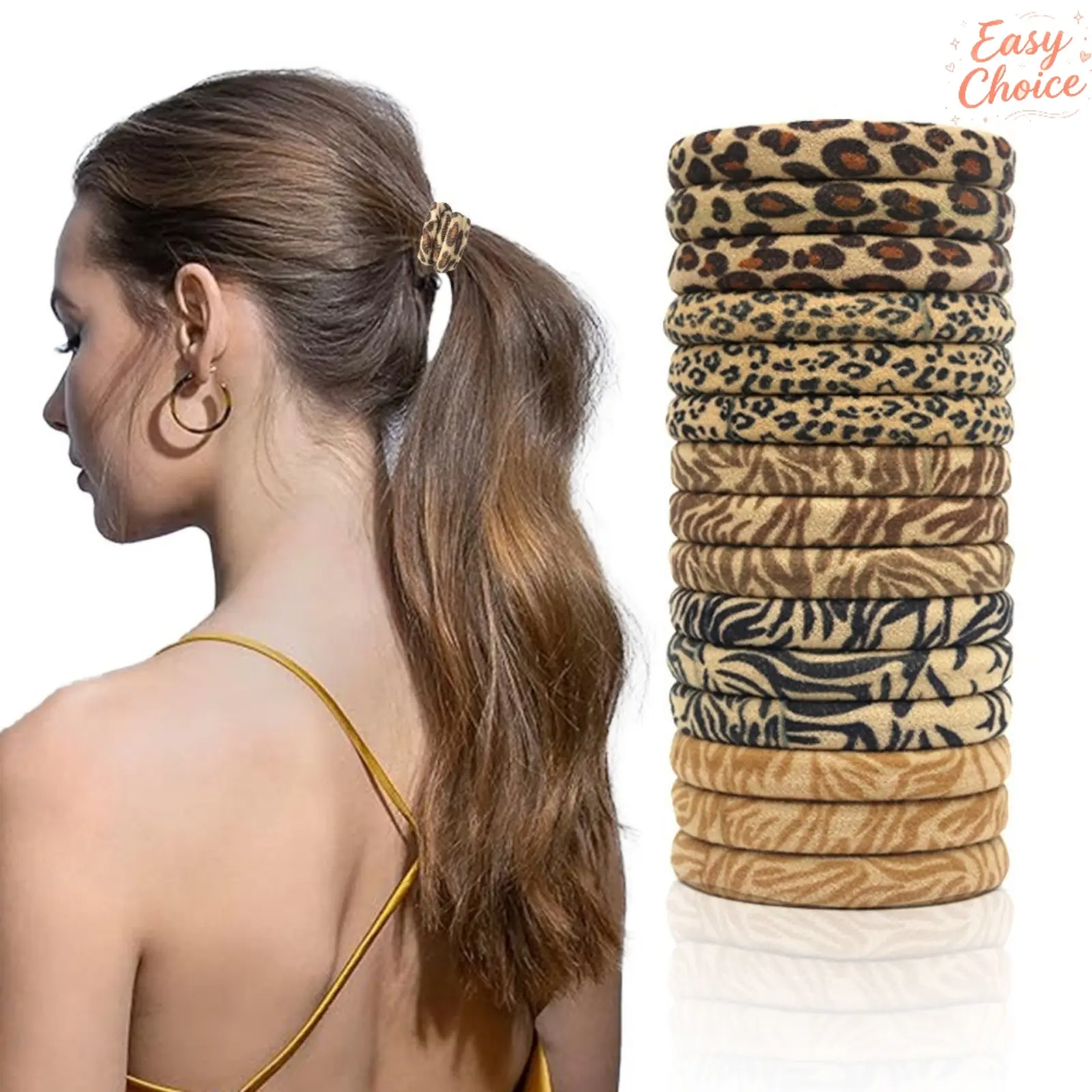 30Pcs/15Pcs Leopard Print Terry Cloth Hair Scrunchies For Women, High Elastic Ponytail Hair Bands, Trendy Western Style Daily Hair Accessories