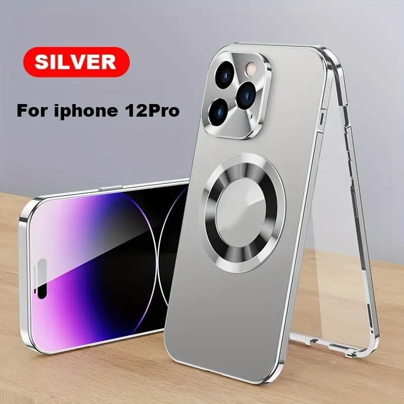 2-In-1 Magnetic Privacy Phone Case with Anti-Spy Screen Protection and Full Metal Bumper, Compatible with iPhone 16/15/14/13/12 Pro Max Plus Series