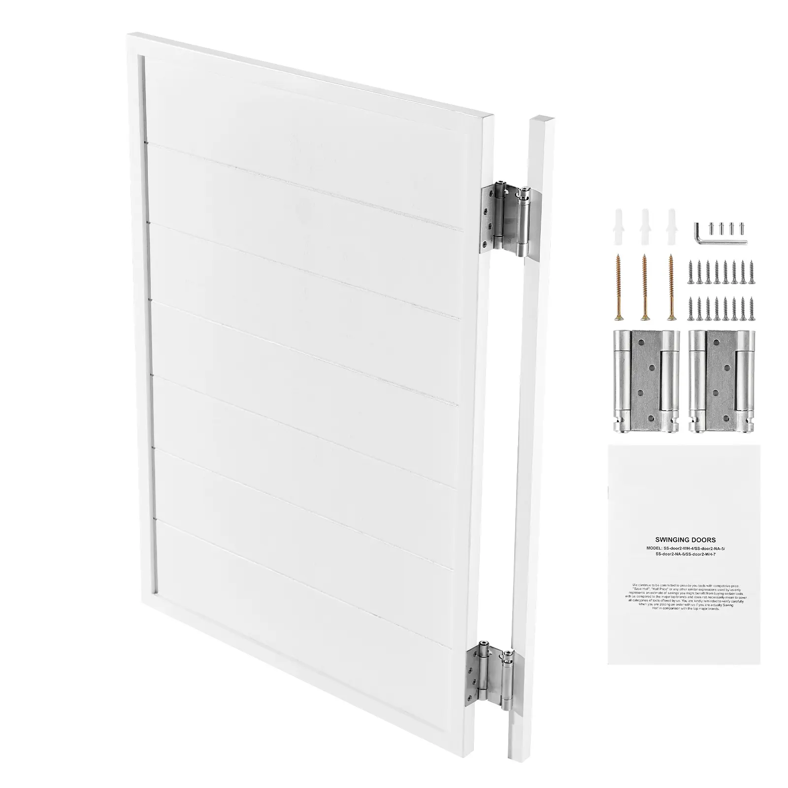 Saloon Doors, X H Single Swinging Cafe Interior Doors, Pine Wood Construction, Minimalist Design, For Hallway Kitchen Bar Pub Entrance, White, Complete Accessories
