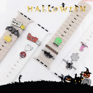 Fashionable Watch Band Decorative Charms, Halloween Pumpkin & Bat & Spider Design Watch Band Accessories for Women & Girls, Trendy Watch Ornaments for Holiday Gift, for Strap Watch, Smart Watch Accessories, Smart Watch Straps