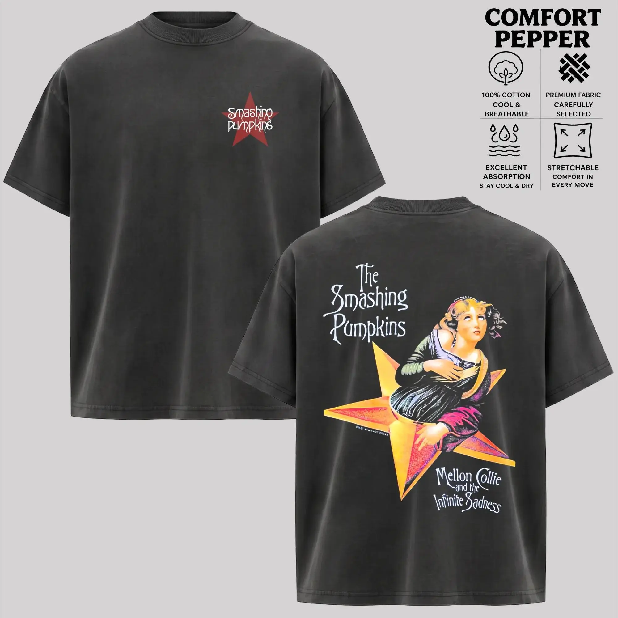 [Collection] Smashing Pumpkins Band T-Shirt , Vintage Alternative Rock Band Tee , Rock Band Shirt, Retro Music Tee, Rock Music Lover Shirt, Vintage Band Shirts Casual Fabric Fit Top , Top Men's and Women's Clothing