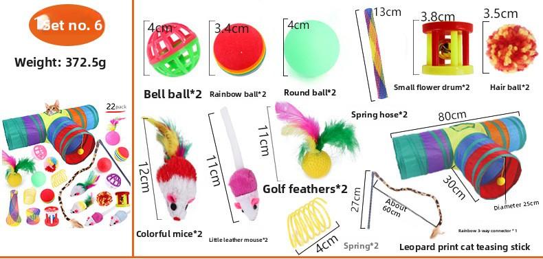 Interactive 21Pcs Cat Toys Kit Collapsible Cat Tunnel Feather Wand Plush Mouse Variety Pack for Indoor Cats Rechargeable Livestock Prod with Flexible Shaft pet stuff dog pepper spray dog bugs detector reverse slow feeder shaped harness silicone k9