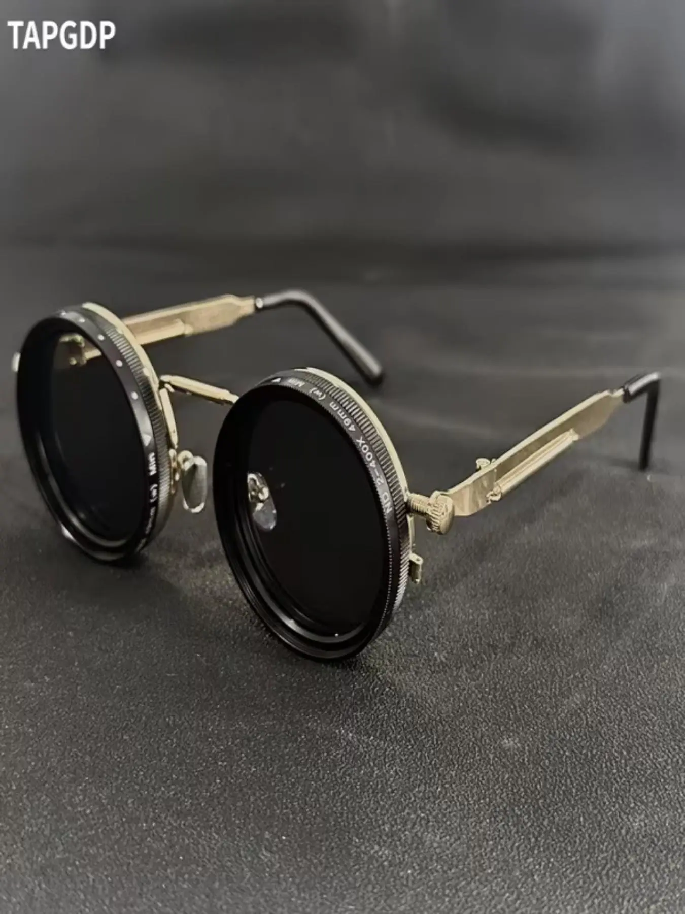 Men's Retro Steampunk Rotating Fashion Glasses, Adjustable Brightness, Alloy Frame, / Gradient Lenses, Bohemian Style Accessory, Trendy Fashion Shades
