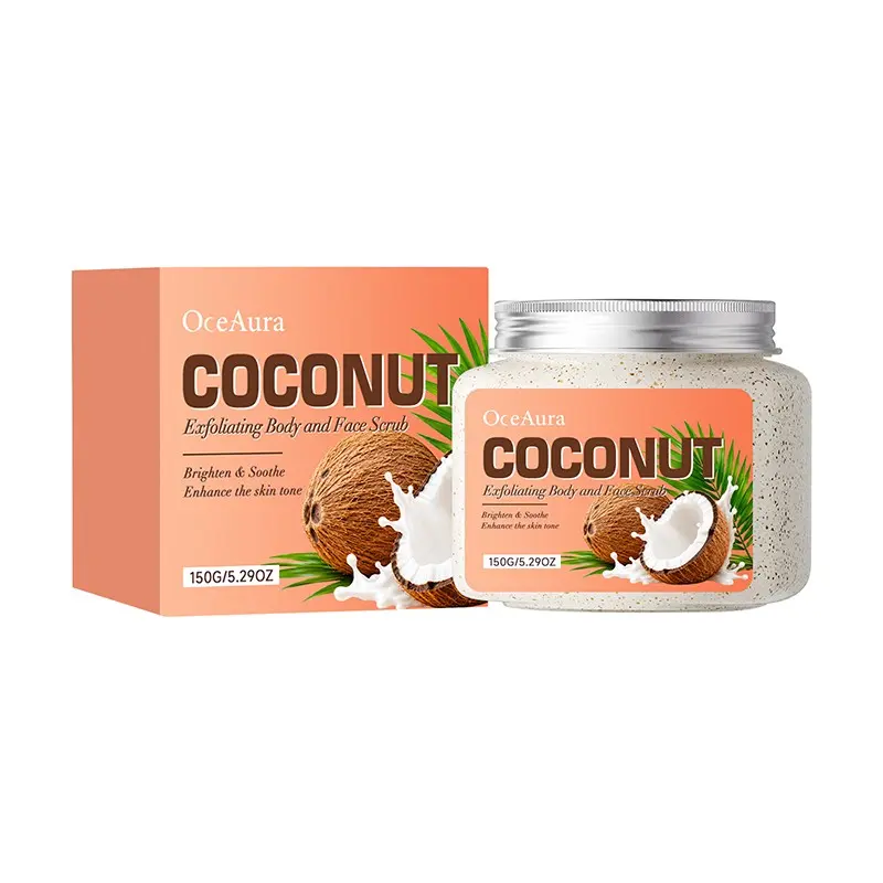 Coconut Exfoliating Brightening Body Scrub, Hydrating Exfoliator, Full Body Cleansing Smooth Skin Care, Refreshing Moisturizing, Gentle Exfoliation