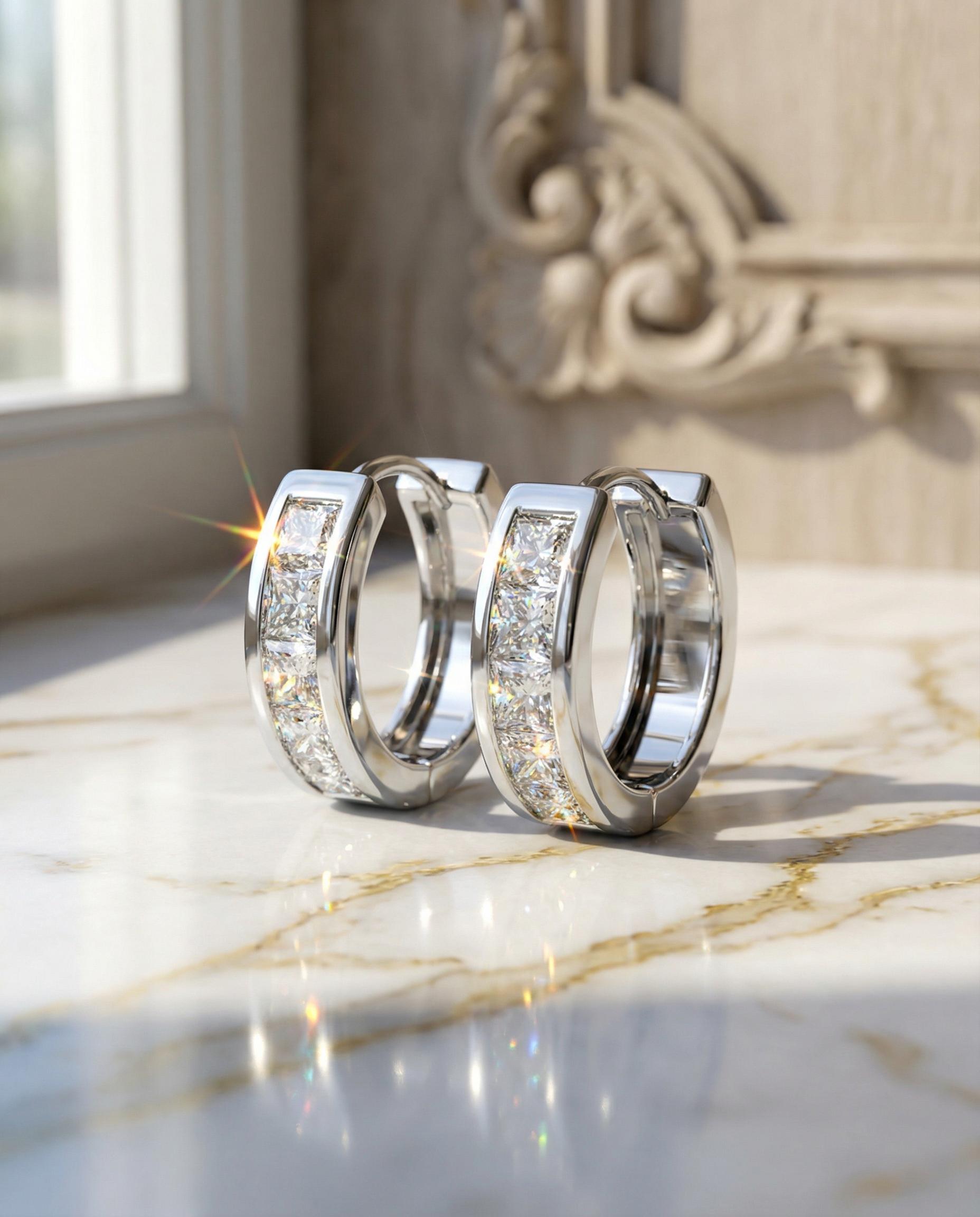 High-quality Brilliant Zircon Earrings Finely Crafted Clear and Sparkling Enhances Face Shape Adds Elegance Ideal for Parties and Gatherings Simple Versatile Design Thoughtful Gift