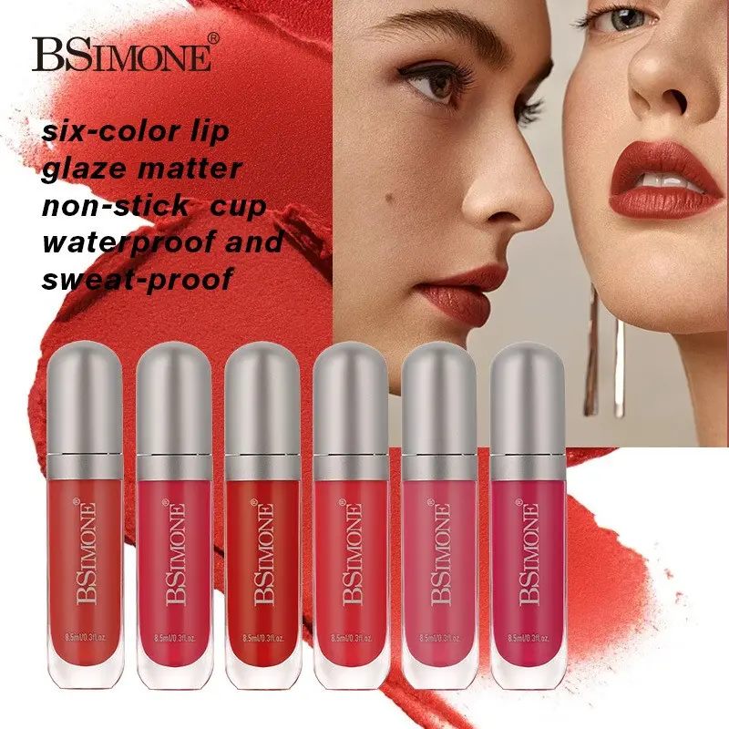 6Pcs Matte Liquid Lip Glaze Set, Silky Lightweight Matte Lipgloss, Fast Film-Forming Transfer-Proof, Waterproof & Hydrating, Long-Lasting High Pigment Daily Lip Makeup