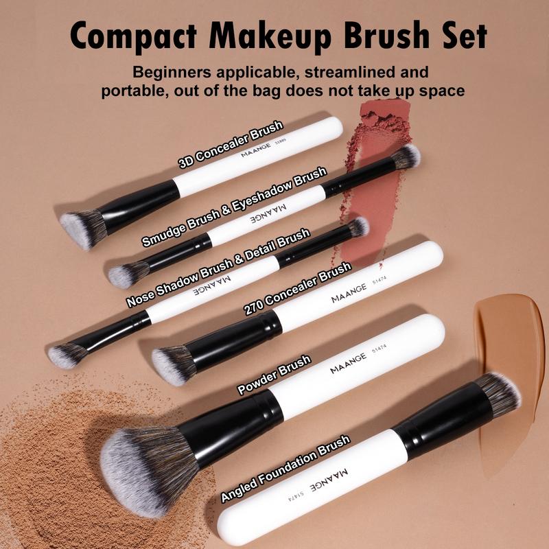 MAANGE 2pcs/3pcs/6pcs,Cosmetic Brush Set,Angled Foundation Brush Powder Brush Concealer Brush Smudge Brush Eyeshadow Brush Nose Shadow Brush Detail Brush for Flawless Application,Essential Tools for Makeup Lovers