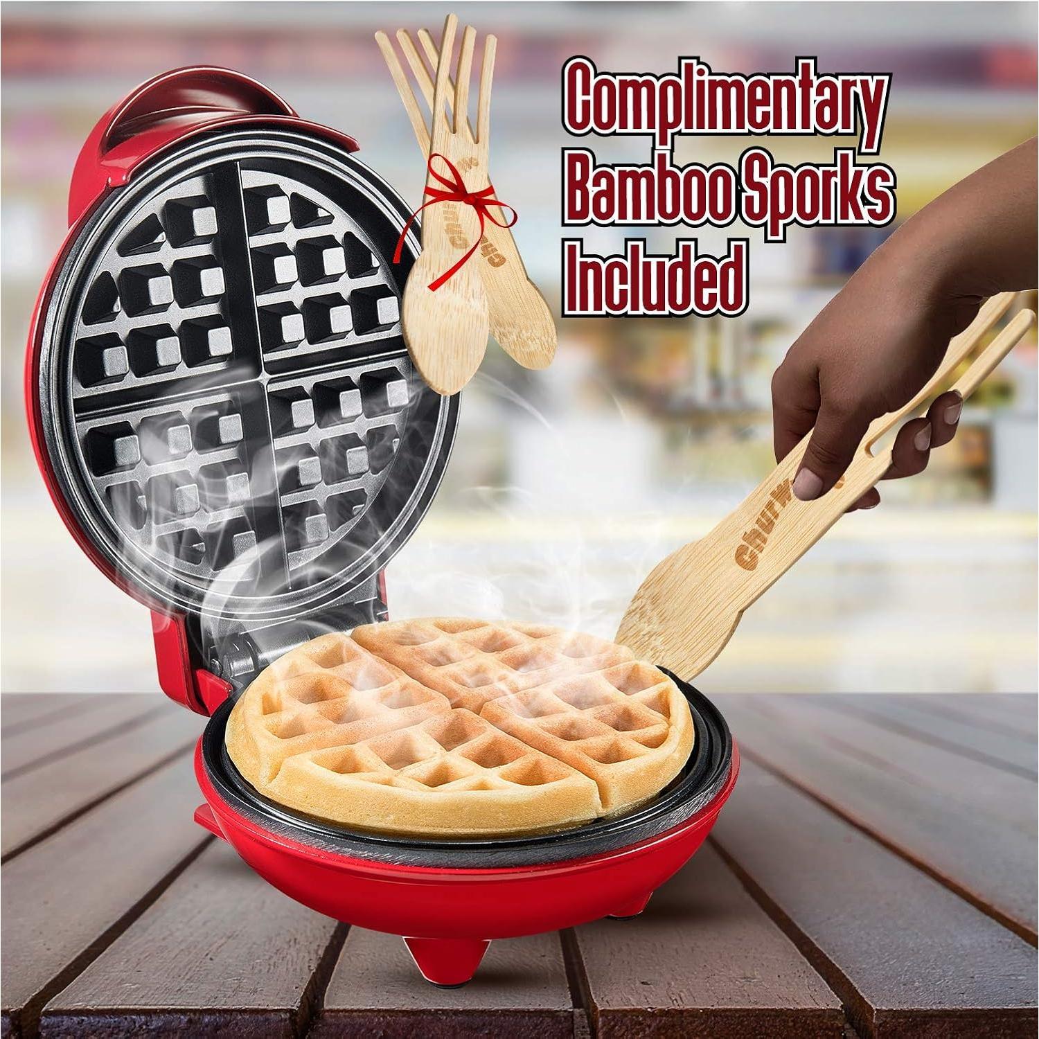 Burgess  Mini Churwaffle Maker - Makes 4-Inch Waffles, Chaffles, and Cornbread Churro Waffles -  Housewarming and Graduation