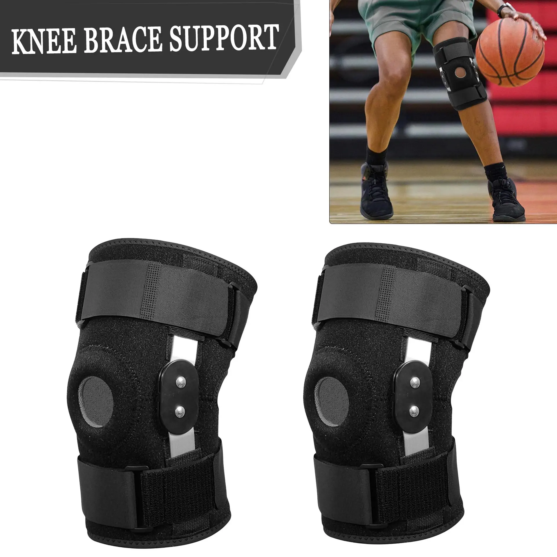 Professional Knee Brace for Men and Women, Adjustable Heavy-Duty Hinged Support with Double Side Stabilizers, Outdoor Cycling Patella Strap, Basketball and Running Sports Knee Brace Protection Compression protective equipment backtoschool