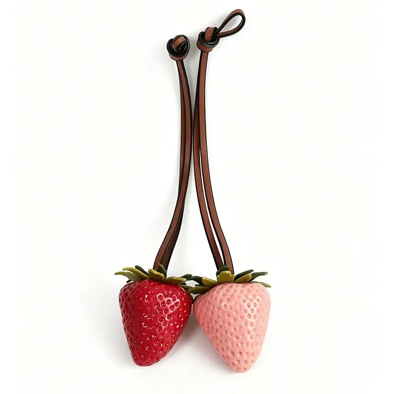 Y2K Cute  Strawberry Bag Charm Pink Red Fruit Keychain Trendy Handbag Pendant For Women Girls