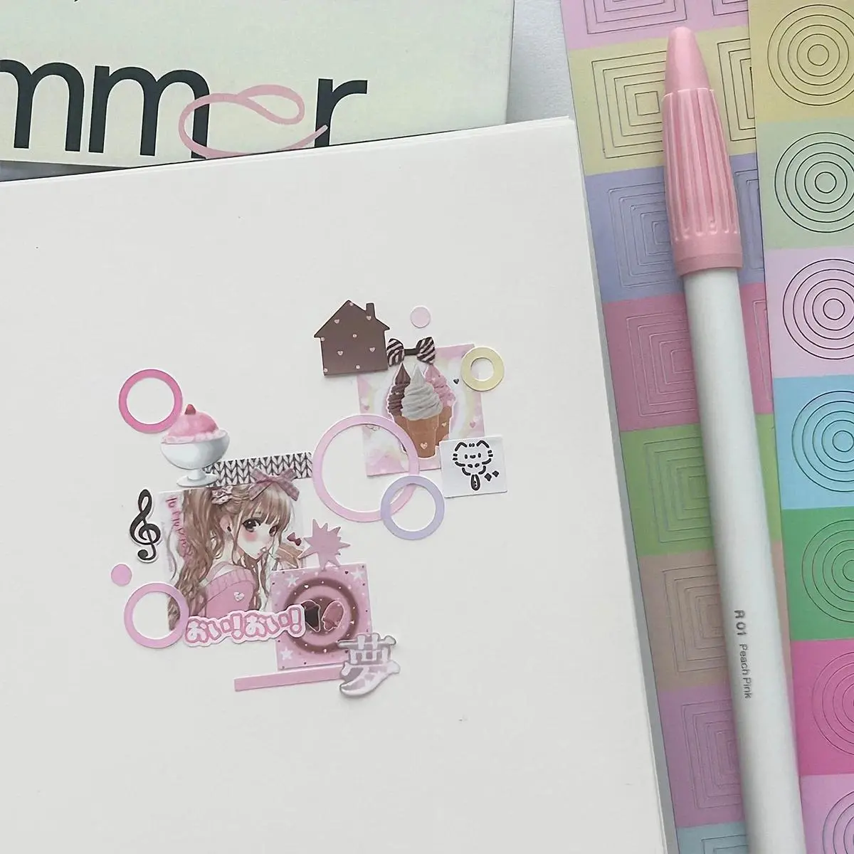 Concentric Circles Journal Sticker Roll Card Sticker Korean Stickers Scrapbooking Stickers Basic Collage Sticker Decor