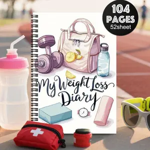 Fitness Weight Loss Progress Journal, Diet & Exercise Habit Tracker Log Book, Weekly Weight Monitoring Planner, 104 Pages Nutrition Workout Diary for Women Men