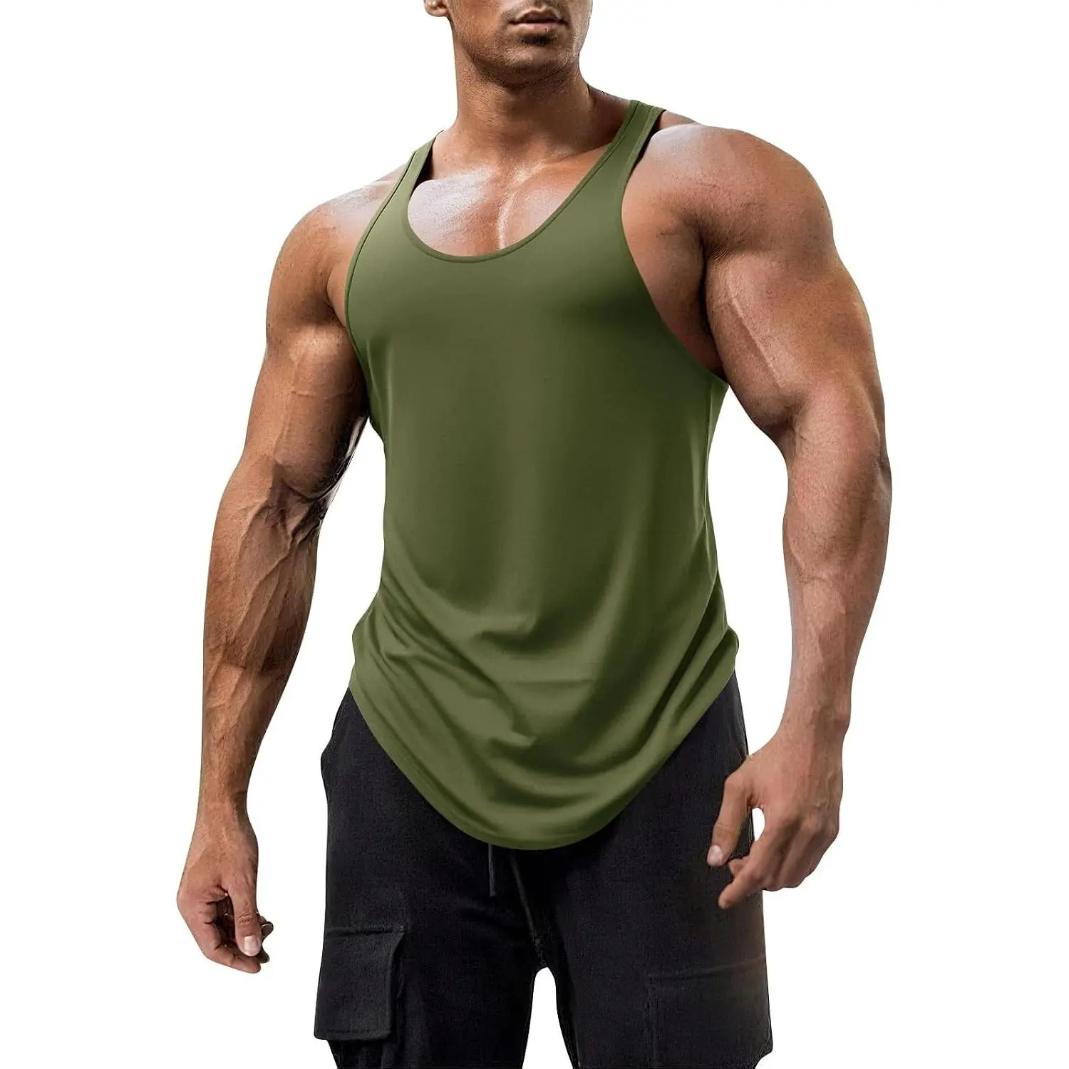 Men's Sleeveless Workout Tank Tops Muscle Stringer Shirts for Gym Fitness Bodybuilding