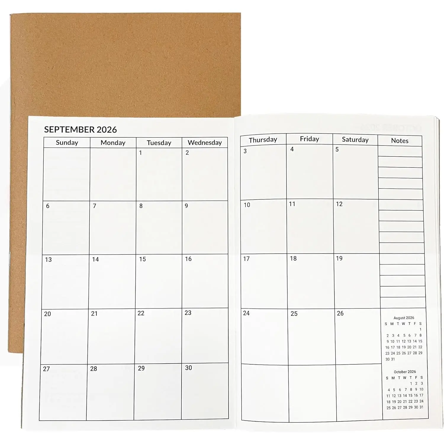 A5 100gsm Thick Calendar Planner (Jul-Jun 2026-28) - Travelers Notebook Inserts, 8.3x5.5in, Monthly Grids, Calendar Pages, Line/Dot Sheets, Important Dates, 1 Count