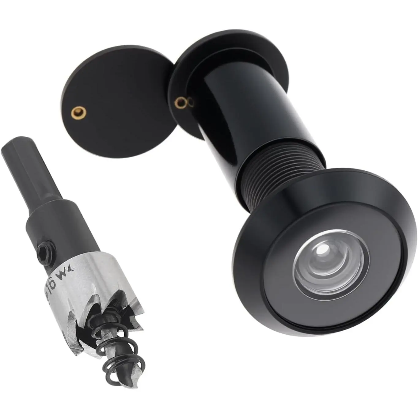 5/8 in Door Peephole with Drill Bit for 1-1/2-2-3/8 in Door,Black | Solid brass. 16 mm peep holes. 200- viewing angle. Door eye viewer with  cover. Fits /office/hotel