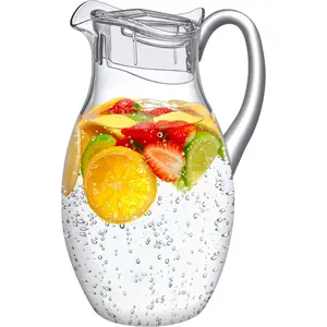 - Bubbly Grand - Plastic Pitcher (96 oz, 3 Quart), Clear Water Pitcher with Lid, Fridge Jug, , Shatter-Proof,  for Iced , Sangria, Lemonade, Juice, Milk, and