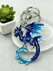 1PC Vintage Enamel Dragon Keychain Key Ring Fantasy Animal Charm for Men Women Bag Car Key Fashion Accessory