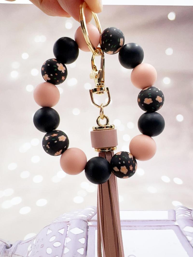 Women's Cute Colorblock Beaded Tassel Design Keychain, Trendy Exquisite Beaded Keychain, Charm, Chic Accessories for Daily & Party Decoration, Stylish Keychain