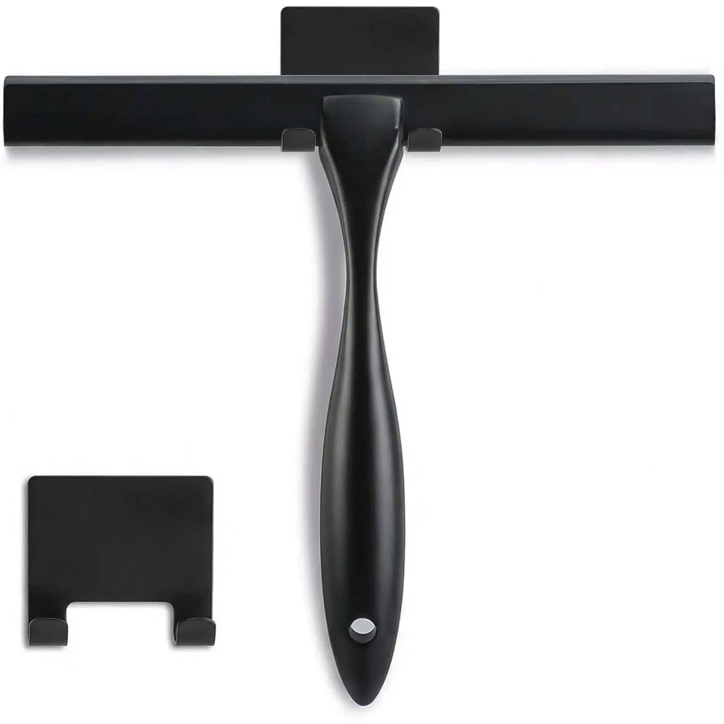 Shower Squeegee, 10-Inch Matte Black Squeegee, All-Purpose Stainless Steel Squeegee for Bathroom, Shower Doors, Mirrors, Tiles and Car Windows - 100% Streak Free