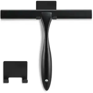 Shower Squeegee, 10-Inch Matte Black Squeegee, All-Purpose Stainless Steel Squeegee for Bathroom, Shower Doors, Mirrors, Tiles and Car Windows - 100% Streak Free